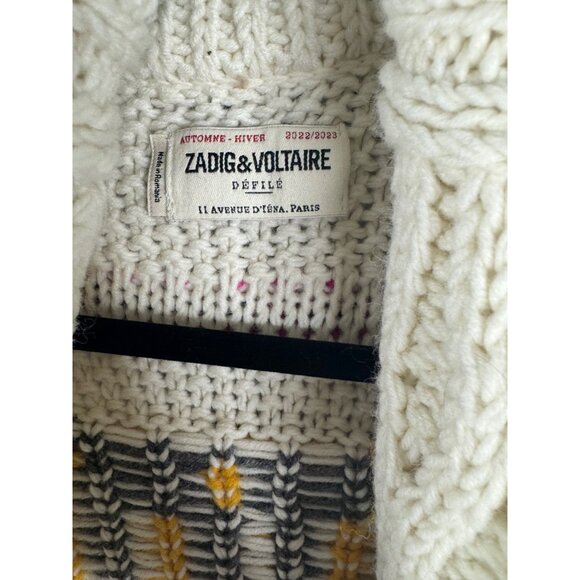 Zadig & Voltaire Ella Cardigan Jacket Fringe Enjoy Today Size M L NWT - Picture 10 of 12